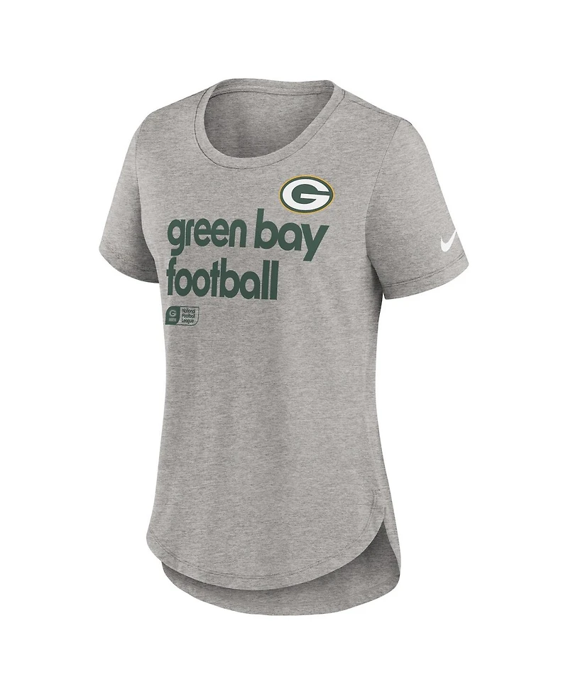 Nike Women's Heather Gray Green Bay Packers Team Shout-Out Tri-Blend T-Shirt