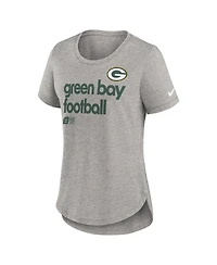 Nike Women's Heather Gray Green Bay Packers Team Shout-Out Tri-Blend T-Shirt