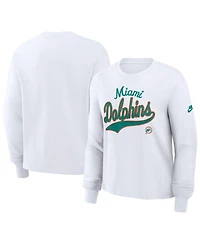 Nike Women's White Miami Dolphins Essential Long Sleeve Boxy T-Shirt