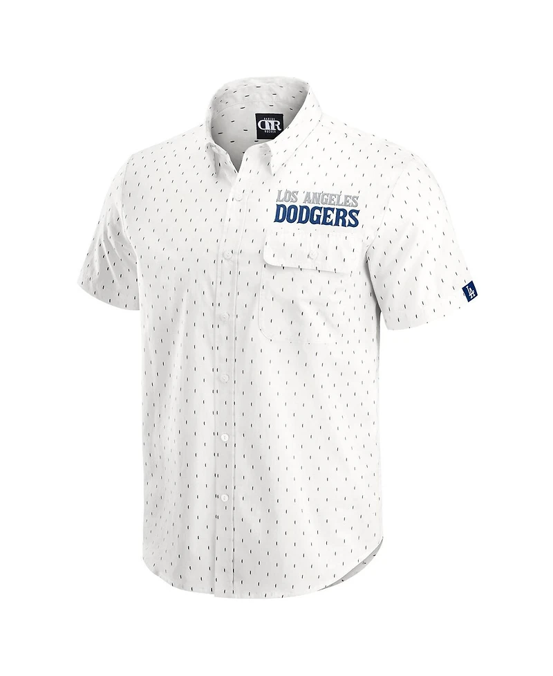 Darius Rucker Collection by Fanatics Men's Cream Los Angeles Dodgers Printed Button-Down Shirt
