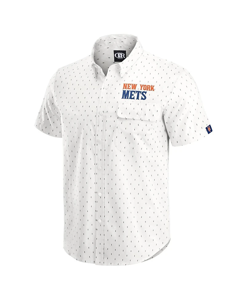 Darius Rucker Collection by Fanatics Men's Cream New York Mets Printed Button-Down Shirt