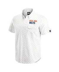 Darius Rucker Collection by Fanatics Men's Cream New York Mets Printed Button-Down Shirt