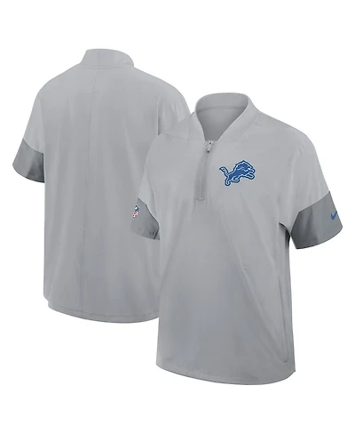 Nike Men's Gray Detroit Lions Sideline Short Sleeve Quarter-Zip Performance Coach Jacket