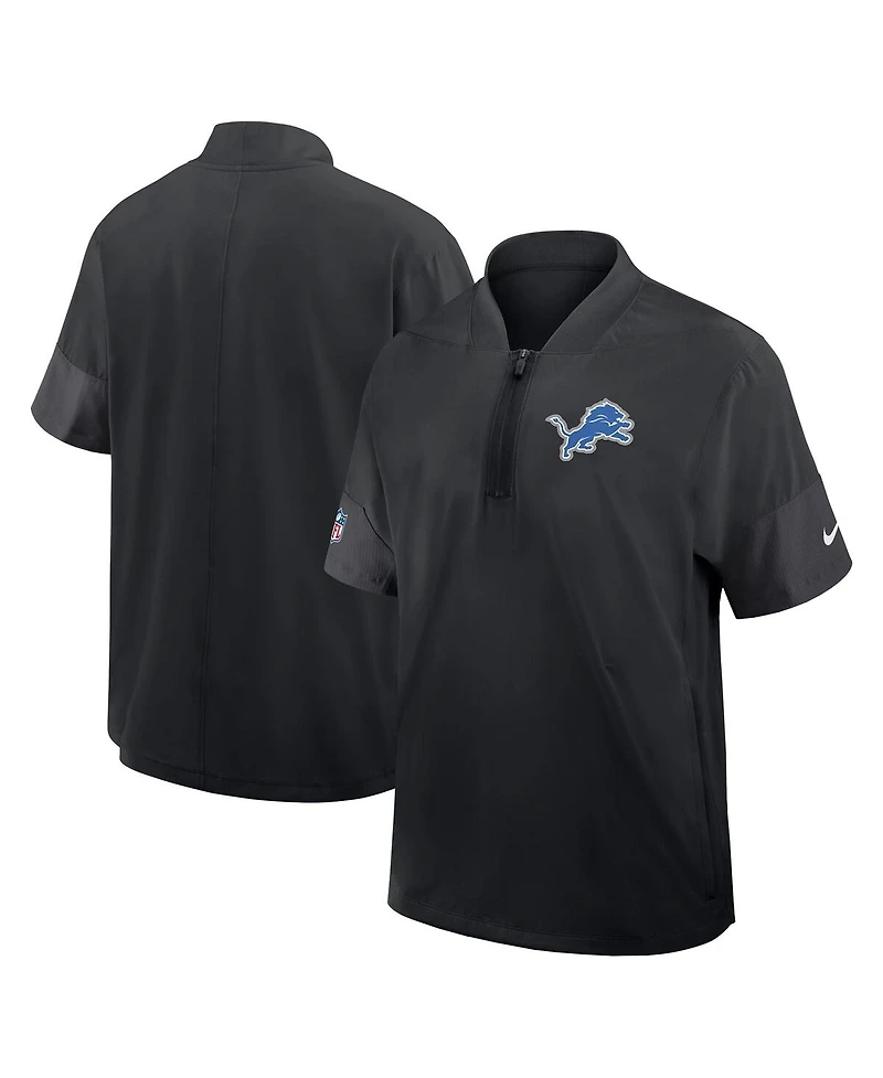 Nike Men's Black Detroit Lions Sideline Short Sleeve Quarter-Zip Performance Coach Jacket