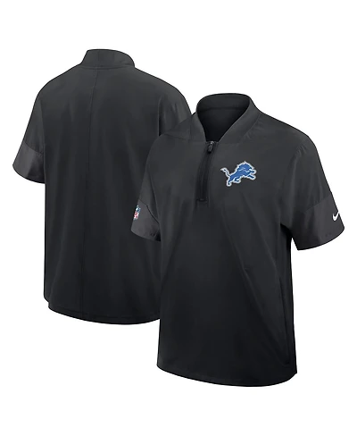 Nike Men's Black Detroit Lions Sideline Short Sleeve Quarter-Zip Performance Coach Jacket