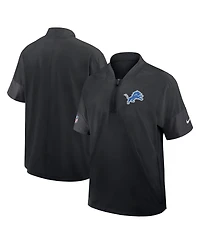 Nike Men's Black Detroit Lions Sideline Short Sleeve Quarter-Zip Performance Coach Jacket