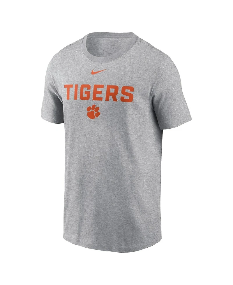 Nike Men's Heather Gray Clemson Tigers Campus 2-Hit T-Shirt