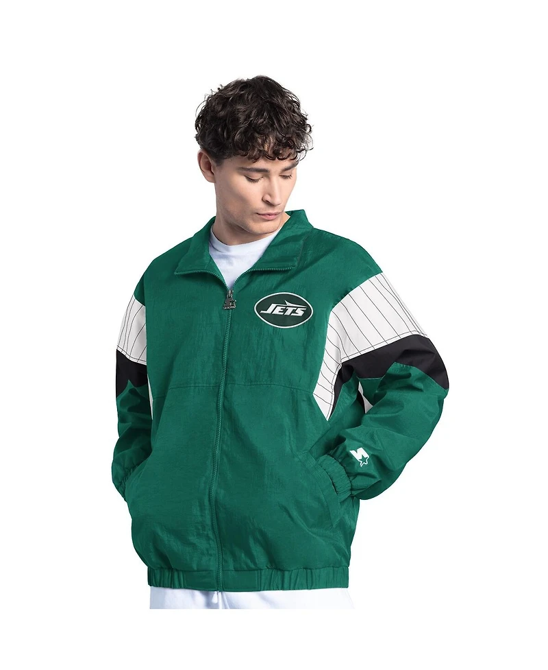 Starter Men's Green New York Jets Yard Line Full-Zip Jacket