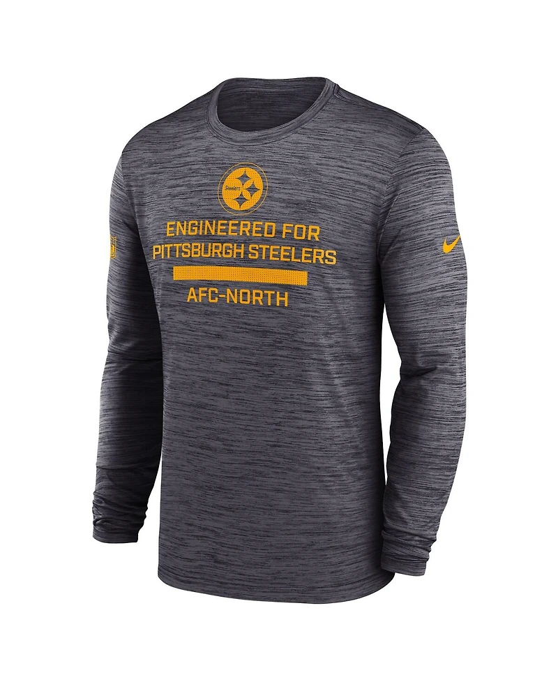 Nike Men's Black Pittsburgh Steelers Sideline Velocity Performance Long Sleeve T-Shirt