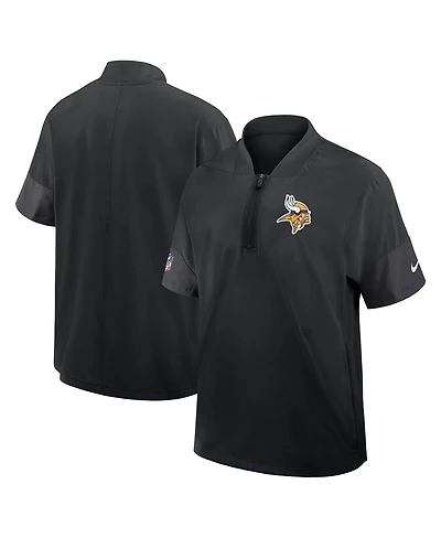 Nike Men's Black Minnesota Vikings Sideline Short Sleeve Quarter-Zip Performance Coach Jacket