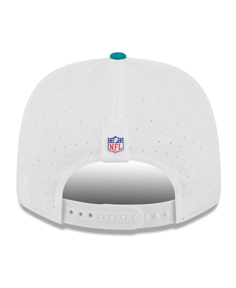 New Era Men's White/Aqua Miami Dolphins 2025 Nfl Training Camp Throwback Logo 9SEVENTY Adjustable Hat