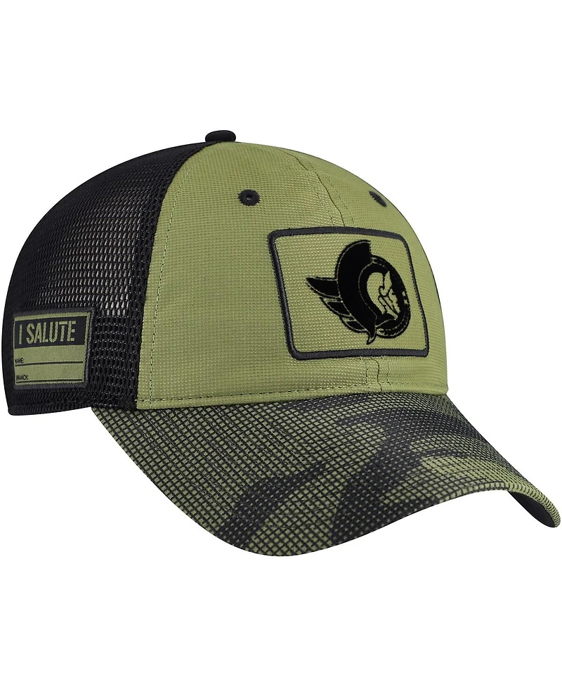 Fanatics Men's Olive Ottawa Senators Military Appreciation Trucker Adjustable Hat