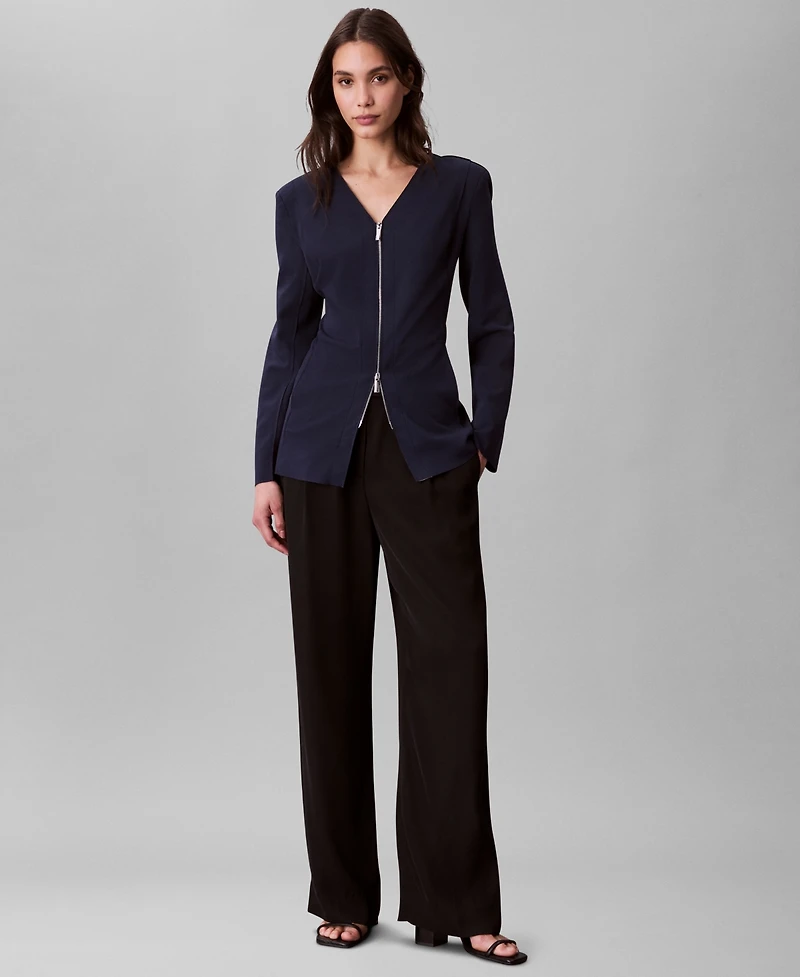 Calvin Klein Women's Stretch Crepe Zip Front Jacket