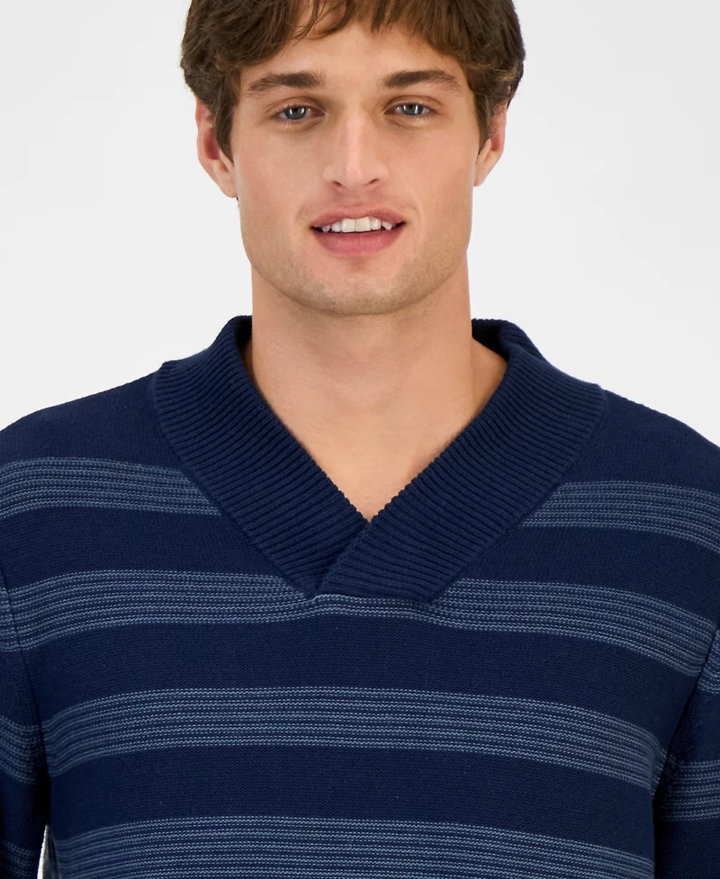 Sun + Stone Men's Striped Shawl-Collar Sweater, Macy's Exclusive