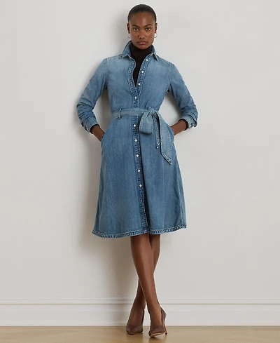 Lauren Ralph Women's Belted Denim Shirtdress