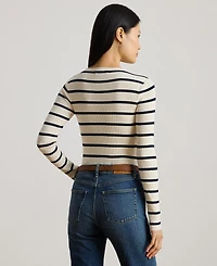 Lauren Ralph Lauren Women's Striped Rib-Knit Crewneck Sweater
