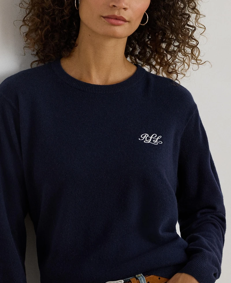 Lauren Ralph Women's Embroidered Cashmere Crewneck Sweater