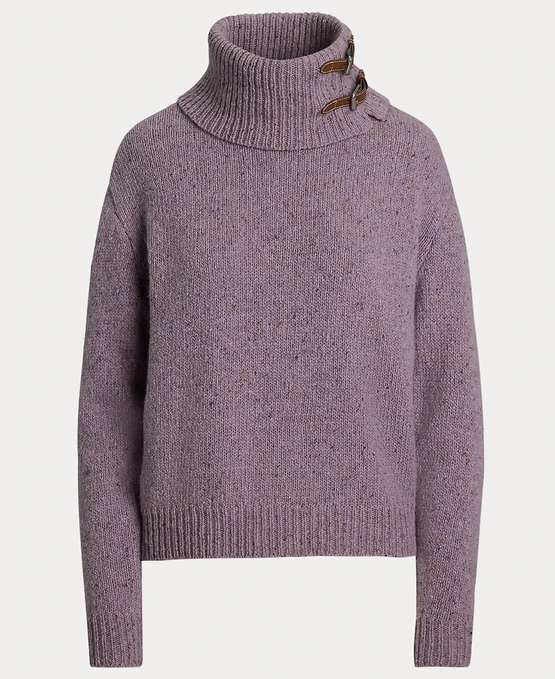 Lauren Ralph Women's Buckle-Trim Melange Turtleneck Sweater