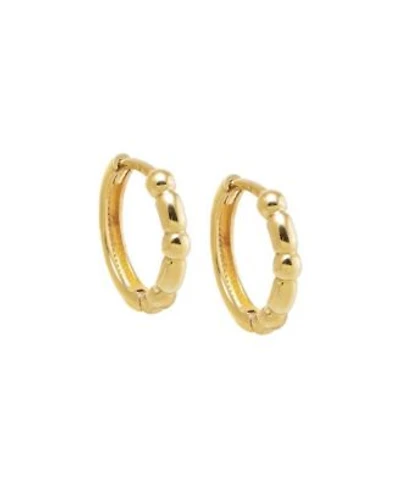By Adina Eden Solid Bar X Bead Huggie Earring 14k