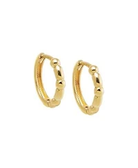 By Adina Eden Solid Bar X Bead Huggie Earring 14k