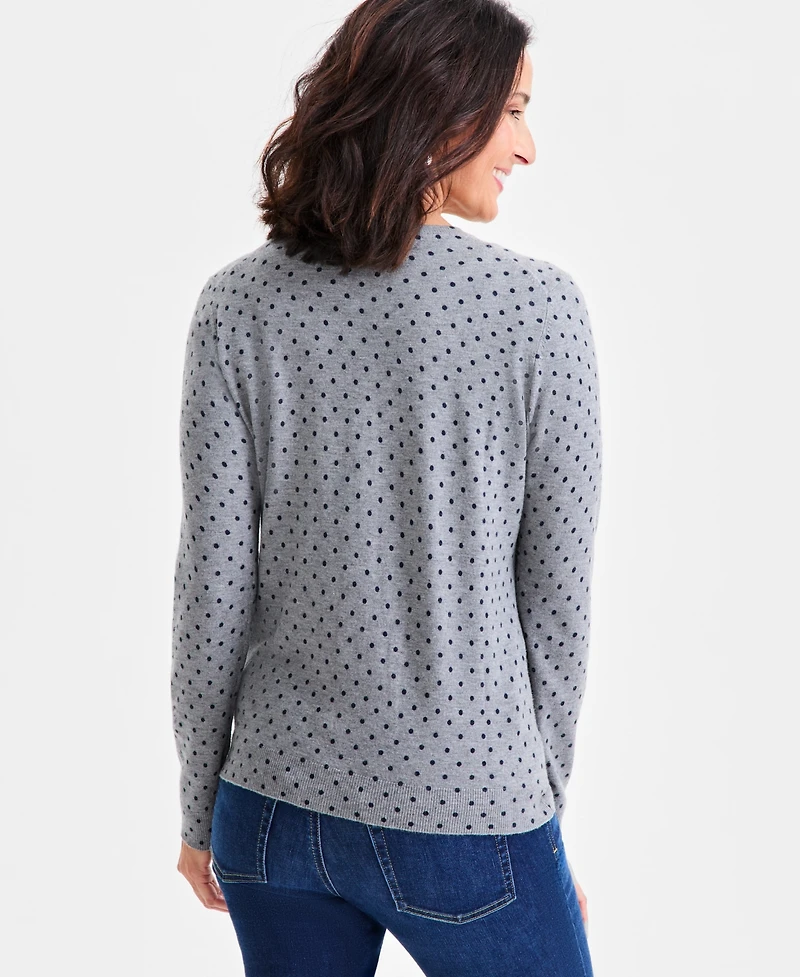 Style & Co Women's Printed Crewneck Button-Front Cardigan