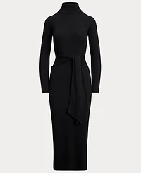 Lauren Ralph Women's Tie-Front Turtle Neck Dress