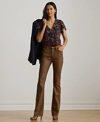 Lauren Ralph Women's Floral Ruffle-Trim Georgette Blouse