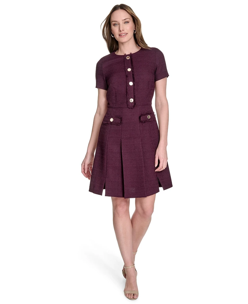 Tommy Hilfiger Women's Round-Neck Fringe-Trim Dress