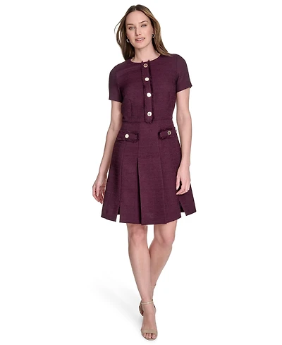 Tommy Hilfiger Women's Round-Neck Fringe-Trim Dress