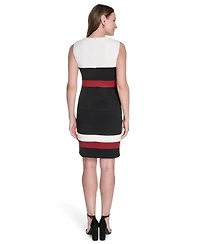 Tommy Hilfiger Women's Scuba Crepe Colorblocked Sheath Dress