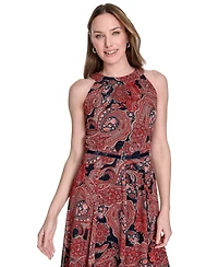 Tommy Hilfiger Women's Chiffon Printed Halter Midi Dress