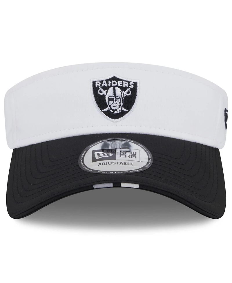 New Era Men's White/Black Las Vegas Raiders 2025 Nfl Training Camp Adjustable Visor Hat