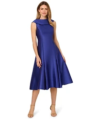 Adrianna Papell Women's Boat Neck Sleeveless Fit & Flare Dress