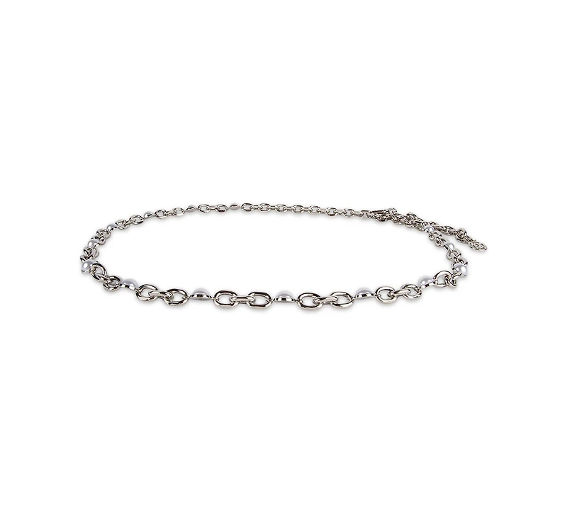Steve Madden Imitation Pearl & Chain Belt