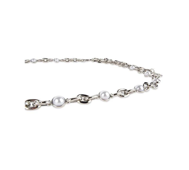 Steve Madden Imitation Pearl & Chain Belt