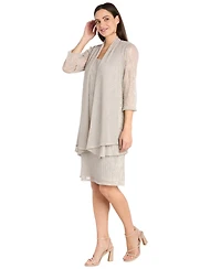 R & M Richards Women's Metallic Crinkle 2-Pc. Dress