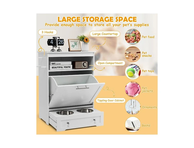 Pet Feeder Station with Stainless Steel Bowl