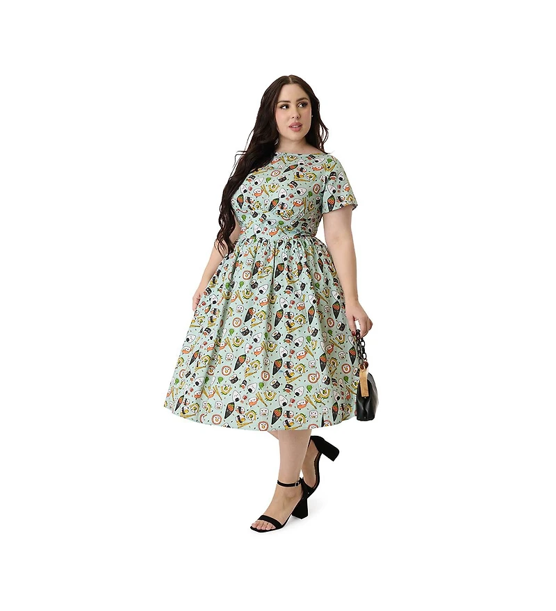 Unique Vintage Plus Smocked Back Swing Dress