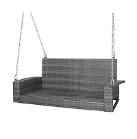 2-Person Patio Pe Wicker Hanging Porch Swing Bench Chair Cushion 800 Pounds