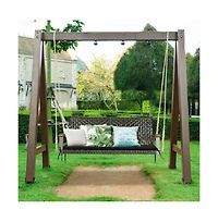 2-Person Rattan Hanging Porch Swing Chair