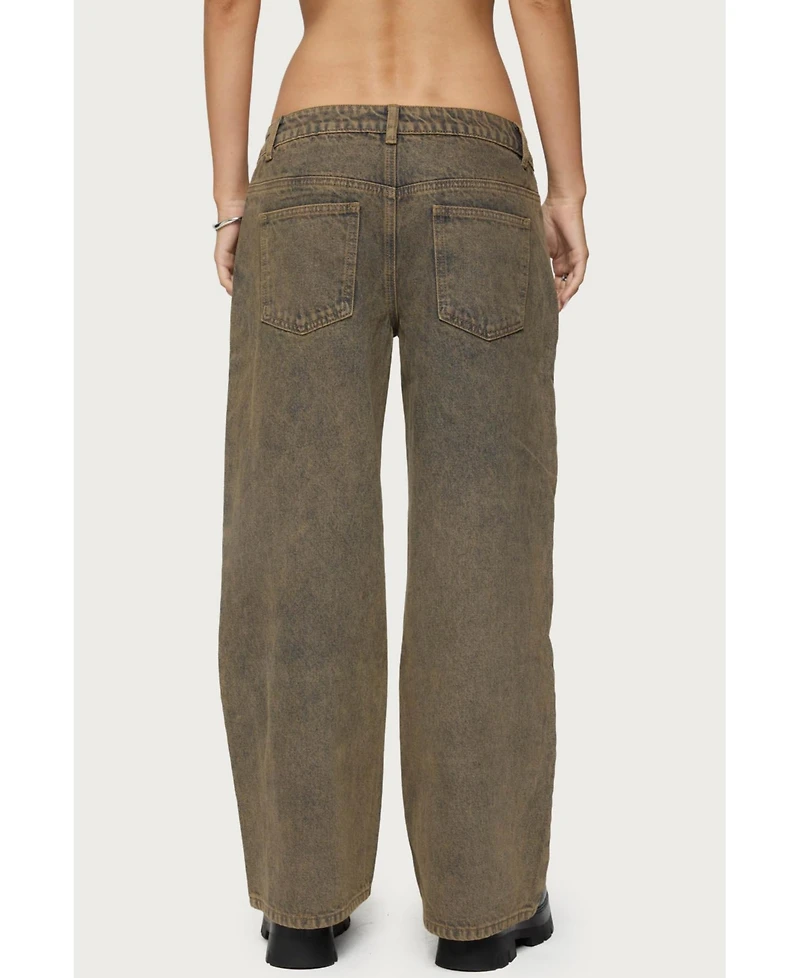 Edikted Women's Zahra Mud Wash Low Rise Jeans