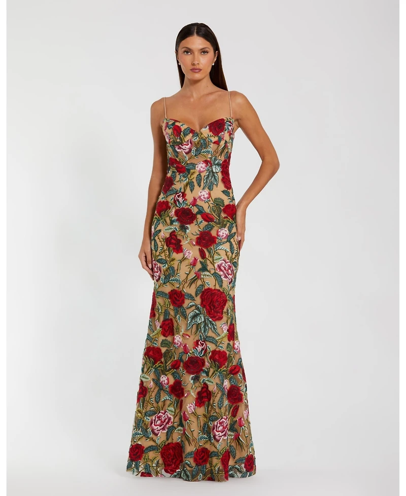 Mac Duggal Women's Floral Embroidered Off The Shoulder Gown
