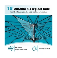9 Feet Round Patio Umbrella with 18 Fiberglass Ribs
