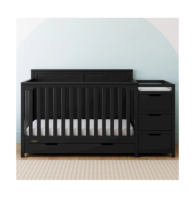 Graco Hadley 5-in-1 Convertible Crib and Changer with Drawer (Black)