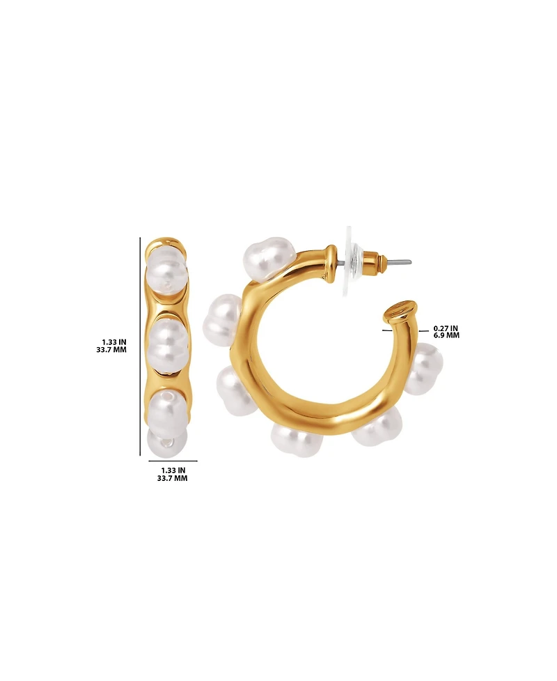 Bcbg Faux Pearl Accent Hoop Earrings