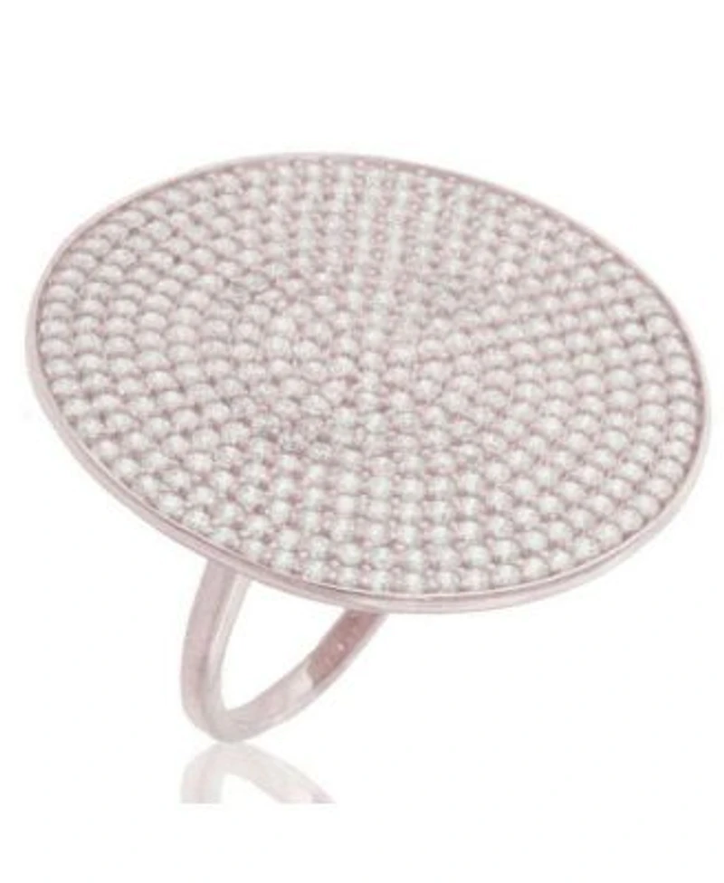 Suzy Levian Cubic Zirconia Sterling Silver Pave Round Medallion Ring