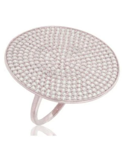 Suzy Levian Cubic Zirconia Sterling Silver Pave Round Medallion Ring