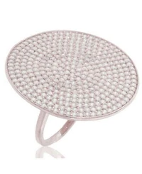 Suzy Levian Cubic Zirconia Sterling Silver Pave Round Medallion Ring