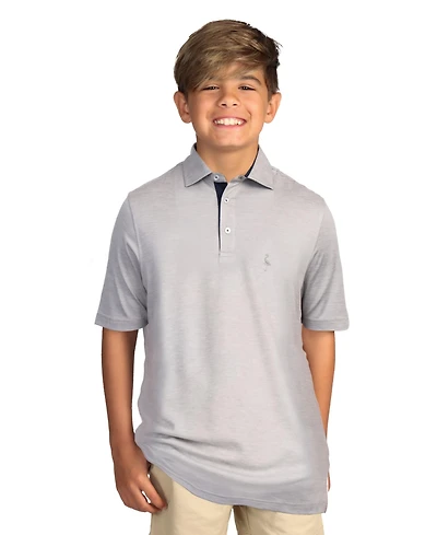 TailorByrd Boys Light Grey Solid Mesh Performance Polo Shirt