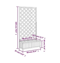 Planter with Trellis Gray Solid Wood Fir